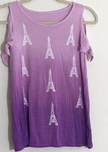 Justice Girls Sz 12 Top Pink Purple Eiffel Tower